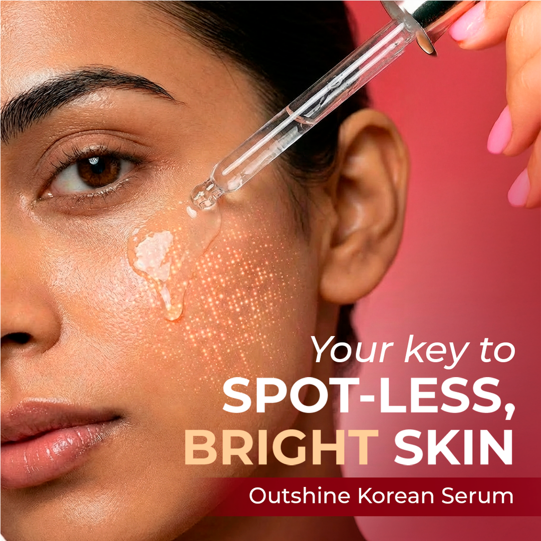 Chicnutrix Outshine Korean Serum dropper on skin for spot-less bright skin