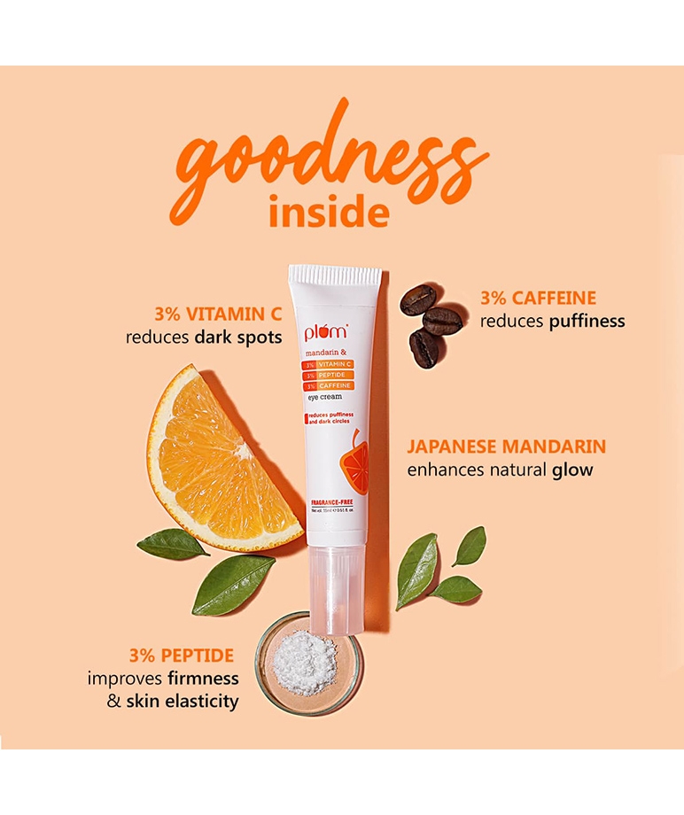Plum 3% Vitamin C, 3% Peptide & 3% Caffeine Eye Cream with Mandarin - 15 ml – image 4 of 6