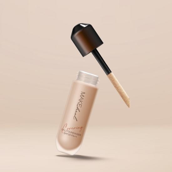 MAKE heal One Peel Foundation texture swatch on sponge-tip applicator