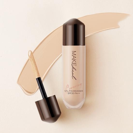 MAKE heal One Peel Foundation shade swatches with bottles and applicators