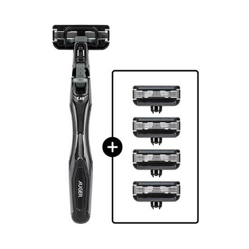AUGER Shaving Razor Combo Set (Handle+5 Replacement Blades) - maccaron