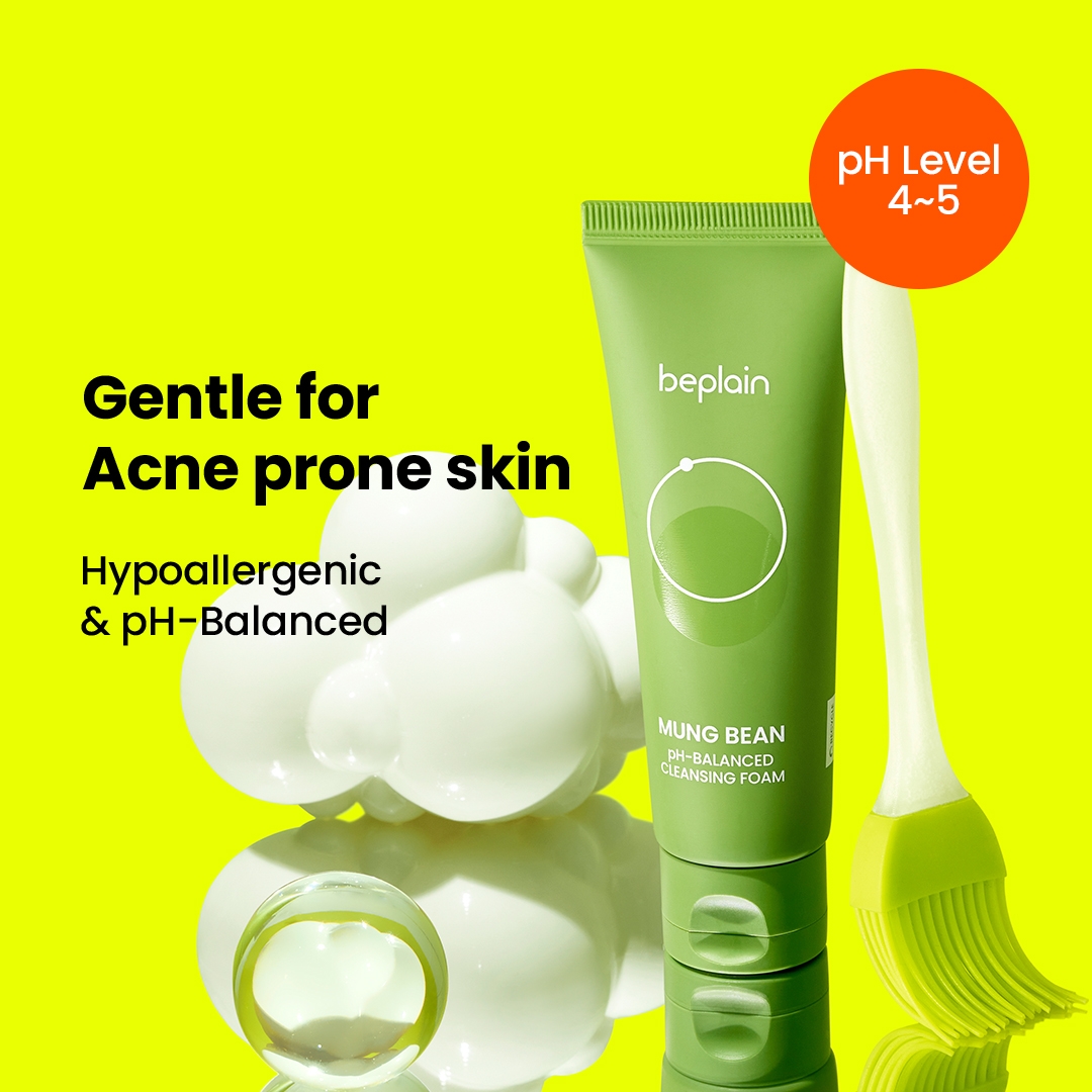 Beplain Mung Bean pH-Balanced Cleansing Foam pH 4-5 hypoallergenic, gentle for acne-prone skin