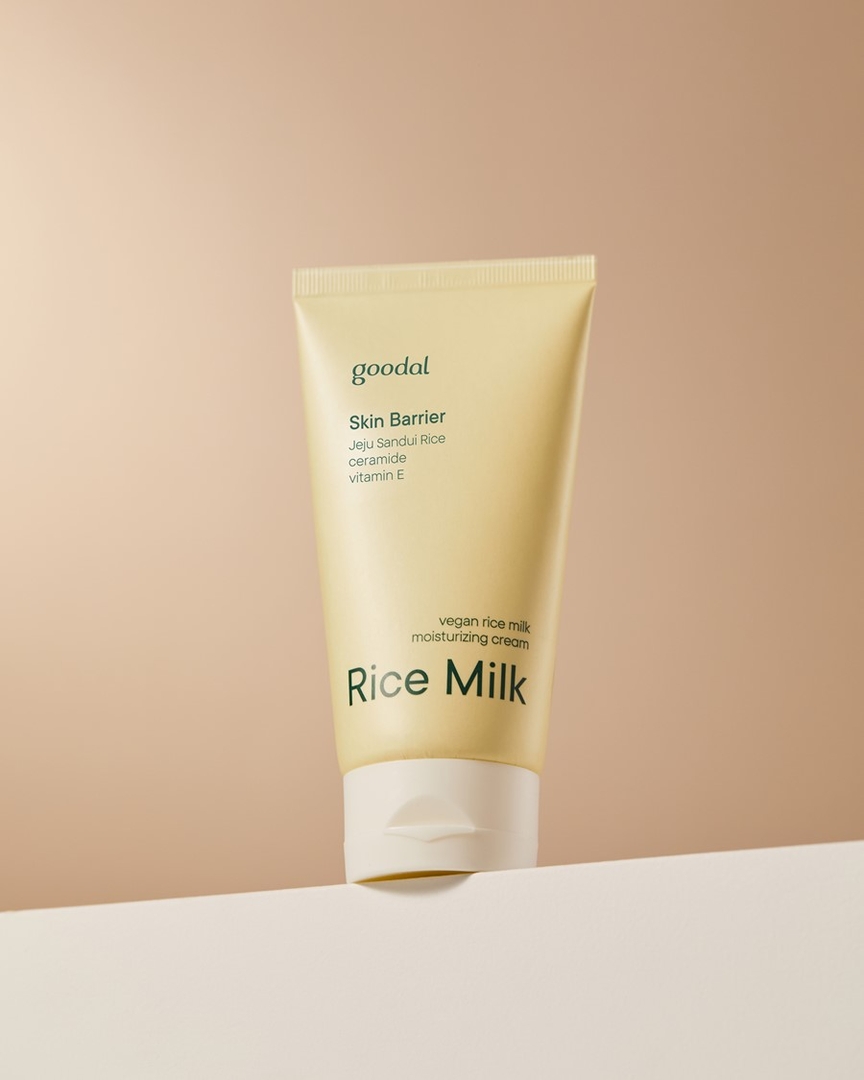 Goodal Vegan Rice Milk Moisturizing Cream 70ml tube front, Skin Barrier Jeju Sandui Rice ceramide vitamin E