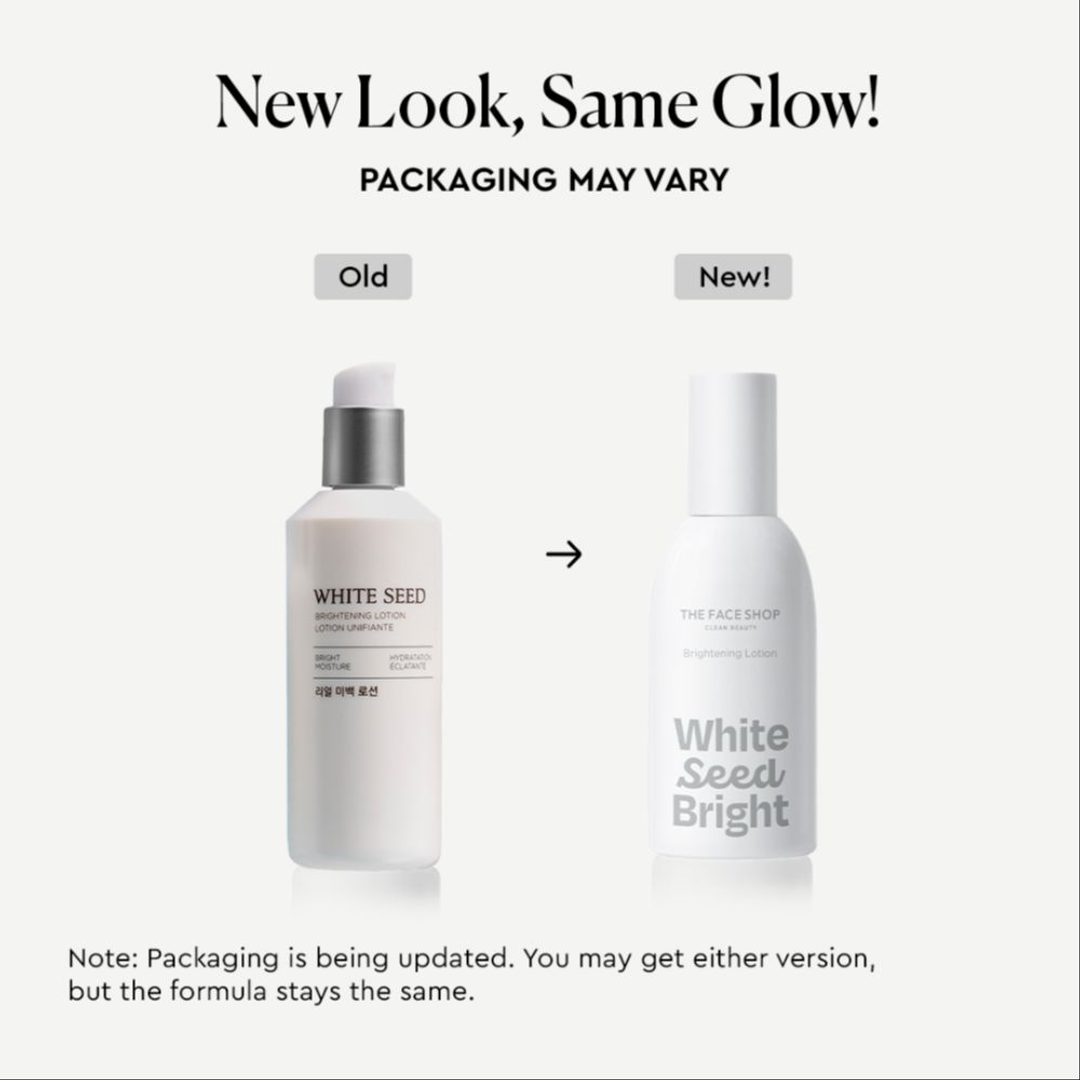 The Face Shop White Seed Brightening Lotion old vs new packaging, same formula