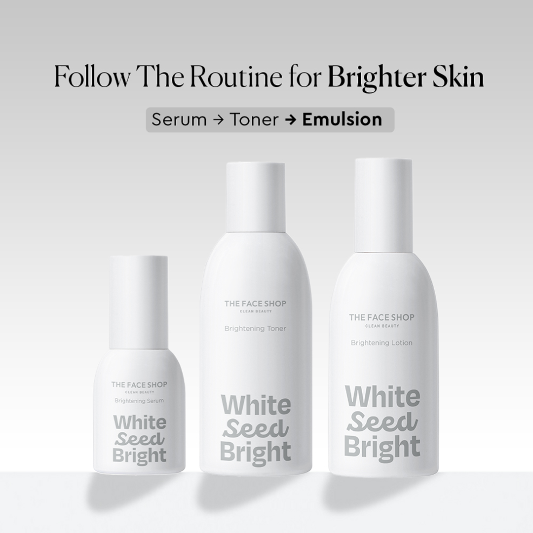 The Face Shop White Seed Bright routine serum, toner, emulsion set