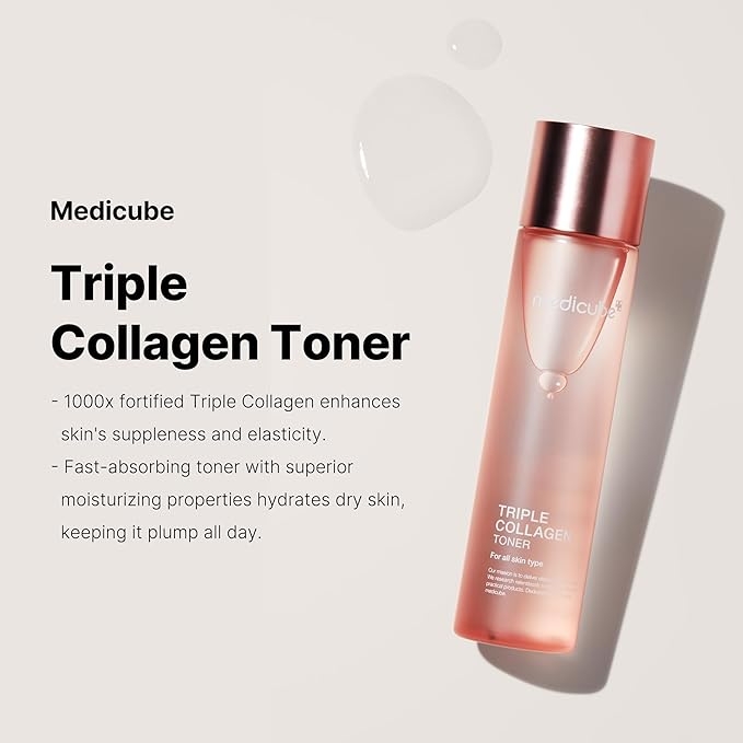 medicube Triple Collagen Toner 4.0 140ml 1000x fortified triple collagen hydration benefits