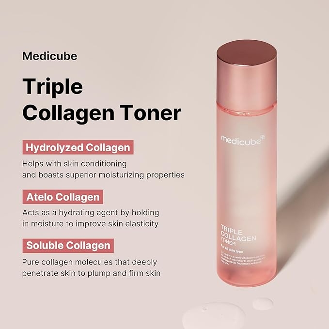 medicube Triple Collagen Toner 4.0 hydrolyzed, atelo and soluble collagen types