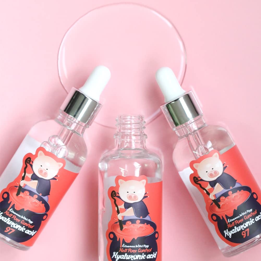 Elizavecca Witch Piggy Hell Pore Control Hyaluronic Acid 97 three dropper bottles with clear serum