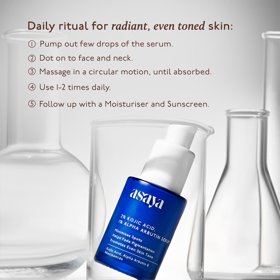Asaya 2% Kojic Acid + 1% Alpha Arbutin Serum 30ml how to use daily routine steps