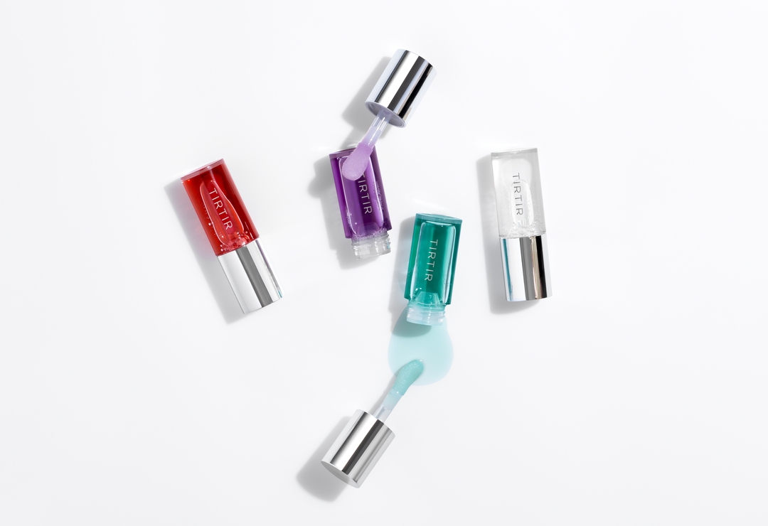 TIRTIR My Glow Lip Oil four types with applicator wands, Rosy, Lavender, Mint, Honey