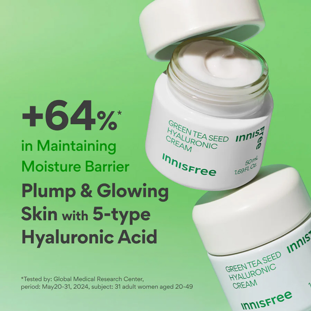 Innisfree Green Tea Seed Hyaluronic Cream 50ml moisture barrier test, 5-type hyaluronic acid