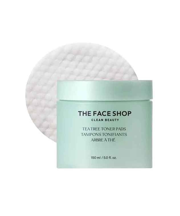 The Face Shop Tea Tree Toner Pads With AHA, Ip- BHA, PHA & Hyaluronic Acid, For Acne & Oily Skin