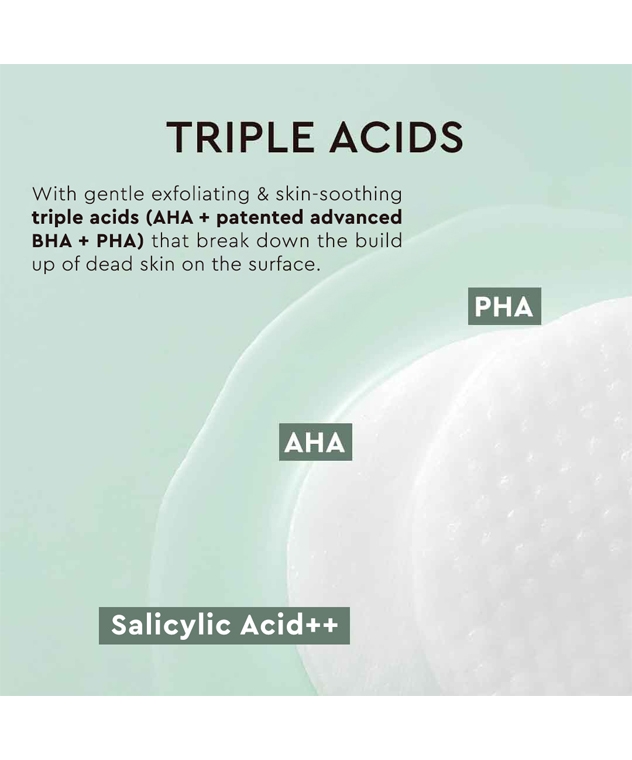 The Face Shop Tea Tree Toner Pads triple acids AHA, salicylic acid, PHA exfoliation