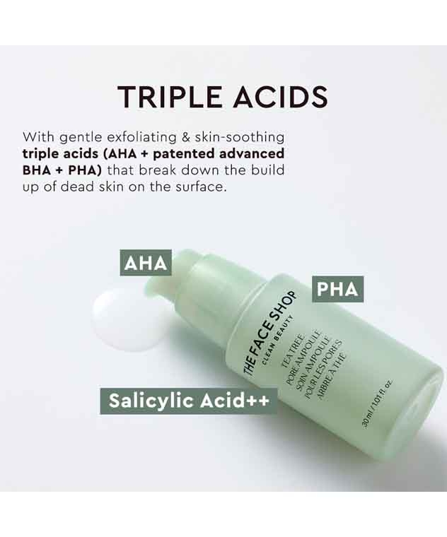 The Face Shop Tea Tree Pore Ampoule With AHA, Ip- BHA, PHA & Hyaluronic Acid, For Oily & Acne Skin – image 4 of 8