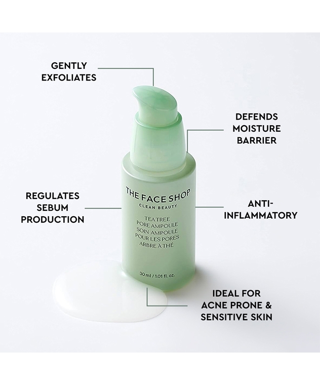 The Face Shop Tea Tree Pore Ampoule With AHA, Ip- BHA, PHA & Hyaluronic Acid, For Oily & Acne Skin – image 6 of 8