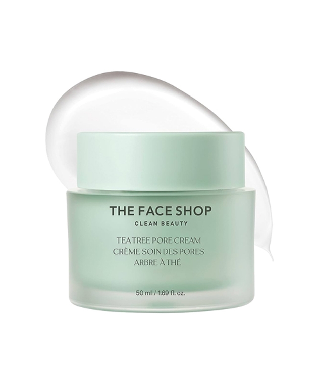 The Face Shop Tea Tree Pore Cream With AHA, Ip- BHA, PHA & Hyaluronic Acid, For Oily & Acne Skin