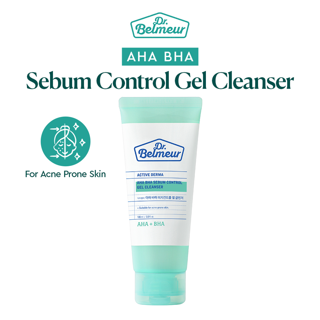 The Face Shop Dr. Belmeur AHA BHA Sebum Control Gel Cleanser 100ml front for acne prone skin