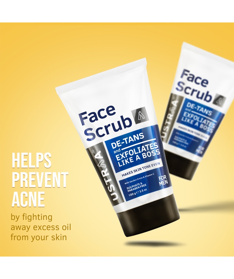Ustraa De-tan Face Scrub 100g scrub off tanning for brighter, more even skin tone