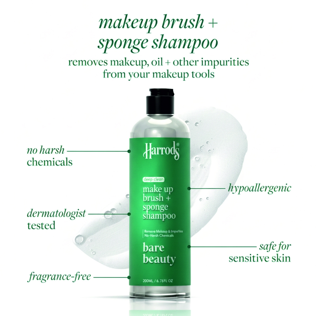 HARRODS Instant Make-Up Brush Shampoo-Quick and Effortless Solution for Washing and Drying Brushes and Sponges-No Washing Required-200ML – image 3 of 5
