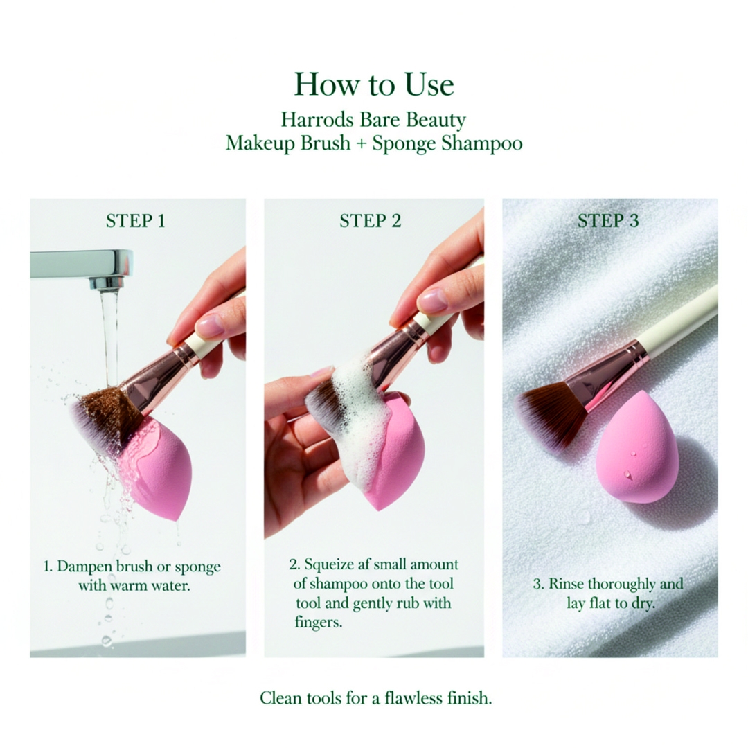 HARRODS Instant Make-Up Brush Shampoo-Quick and Effortless Solution for Washing and Drying Brushes and Sponges-No Washing Required-200ML – image 5 of 5