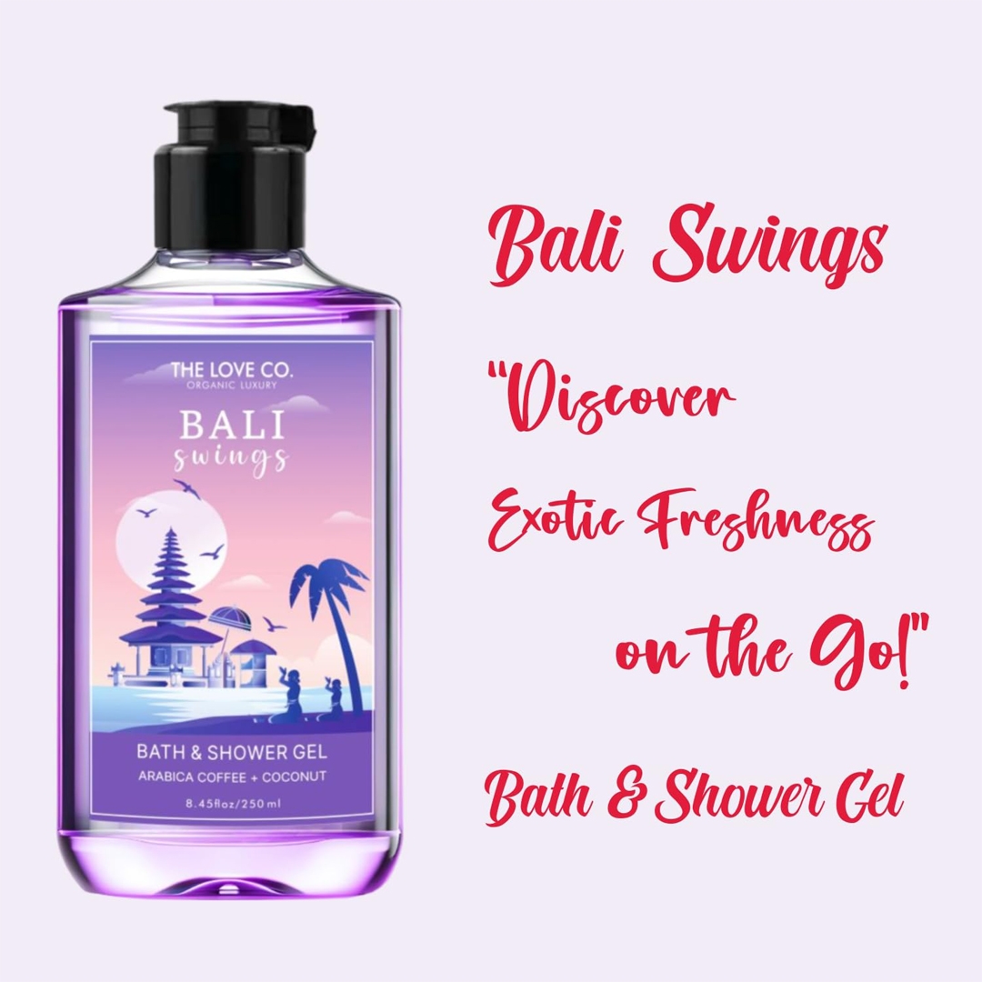 THE LOVE CO Bali Swings Bath & Shower Gel 250ml Arabica Coffee + Coconut exotic freshness banner