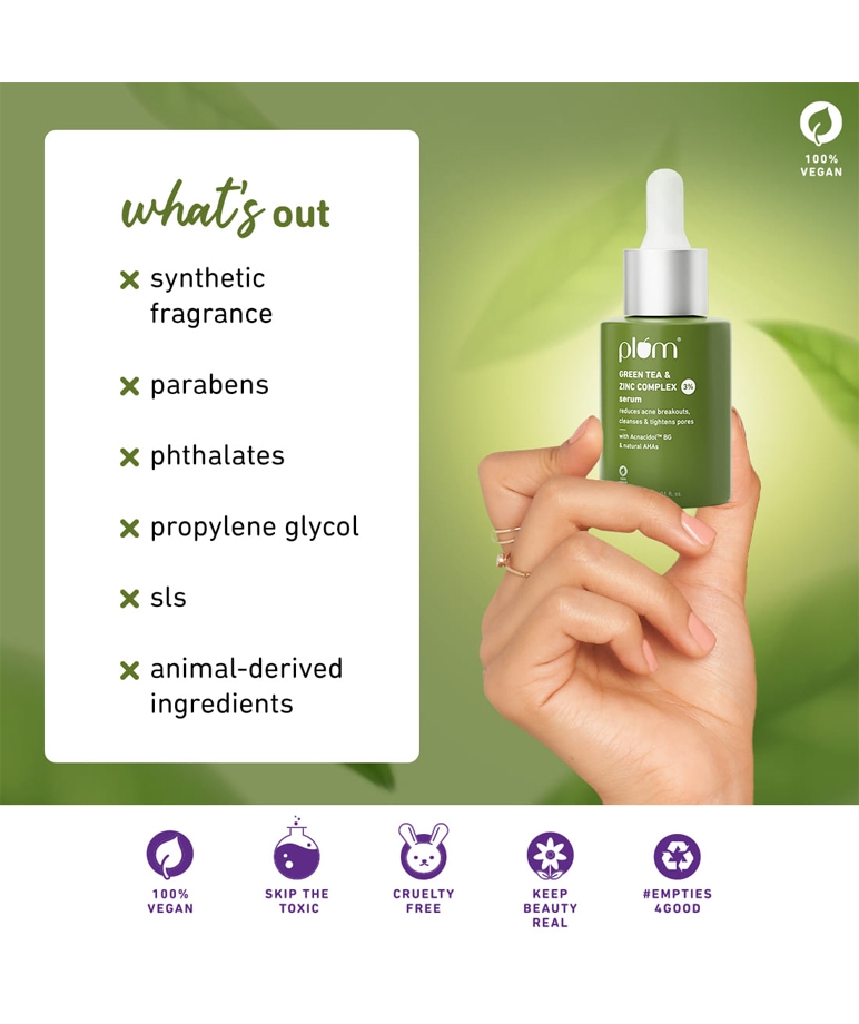 Plum Green Tea & Zinc Complex 3% | Fights Pimples & Tightens Pores | Controls Oil & Gently Exfoliates (30 ml) – image 6 of 7