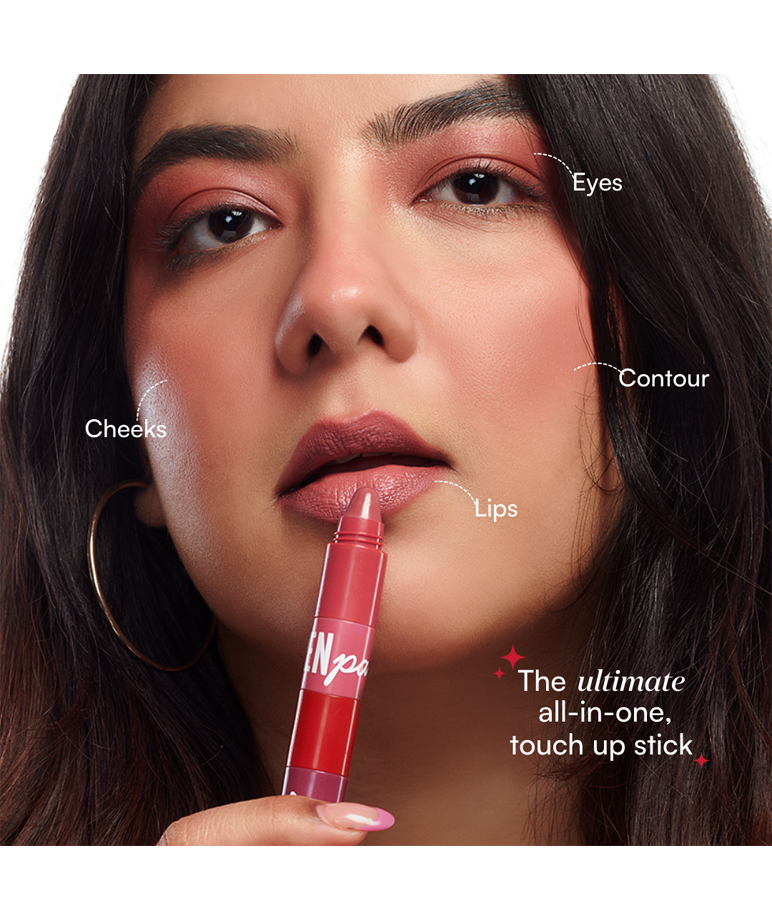 Gush Beauty Pen Pal 5-in-1 Stackable Lipstick 4.8g used on eyes, cheeks, lips and contour
