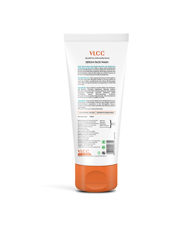 VLCC Hydra Nourish Serum Facewash with Hyaluronic Acid Serum & Aloe Vera for Gentle Cleansing & Strengthening Skin Barrier Function 1 – image 8 of 9