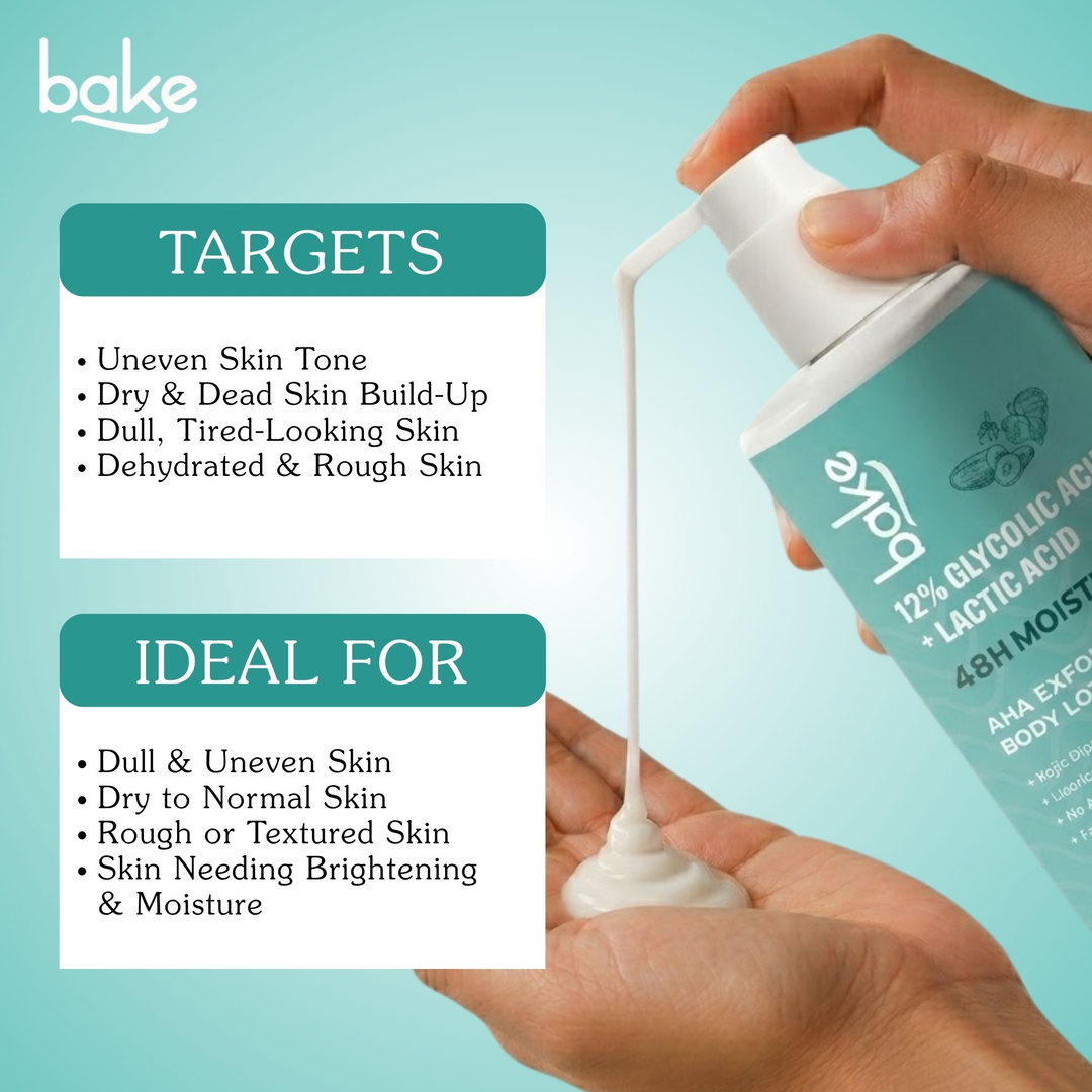 BAKE BAKE 12% Glycolic & Lactic Acid AHA Body Lotion for Brightening, Dead Skin Removal & Smooth Skin Texture - 300ml – image 8 of 9