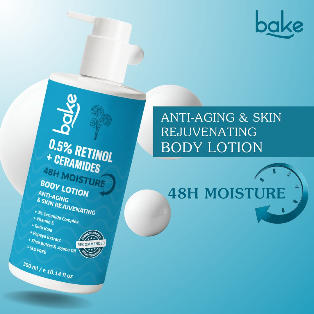 BAKE 0.5% Retinol + Ceramides Body Lotion 300ml anti-aging and skin rejuvenating 48H moisture