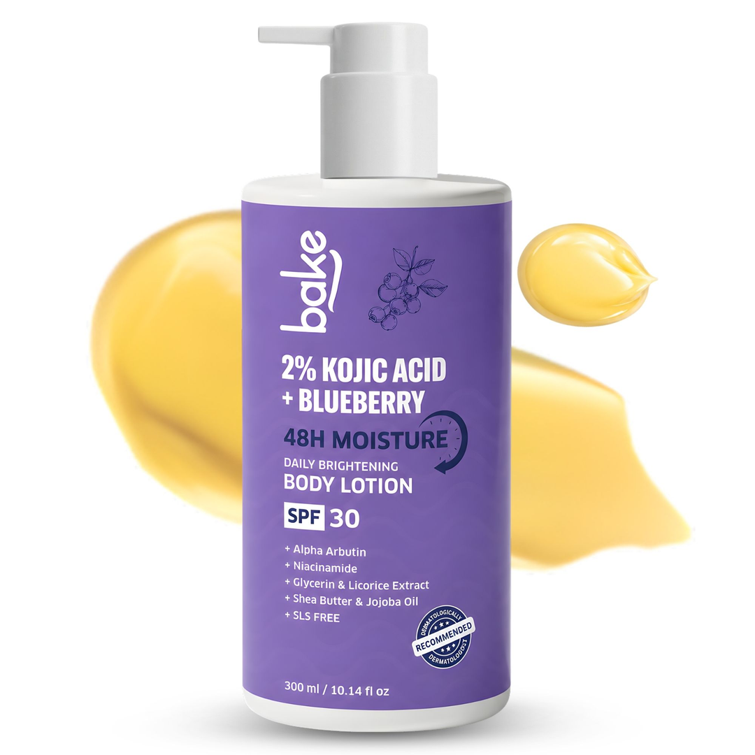 BAKE 2% Kojic Acid + Blueberry Body Lotion SPF 30 for Pigmentation, Dark Spots & Uneven Skin Tone | 48H Moisture | 300ml
