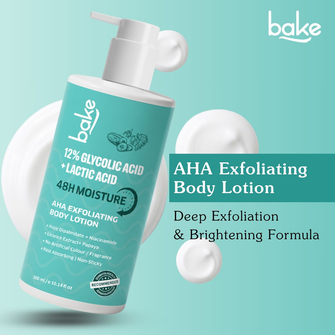 BAKE BAKE 12% Glycolic & Lactic Acid AHA Body Lotion for Brightening, Dead Skin Removal & Smooth Skin Texture - 300ml – image 4 of 9