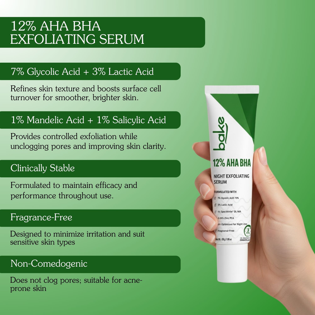 BAKE 12% AHA BHA Night Exfoliating Serum with Salicylic Acid for Smooth Skin, Pore Refining & Cell Turnover 30 g – image 2 of 8