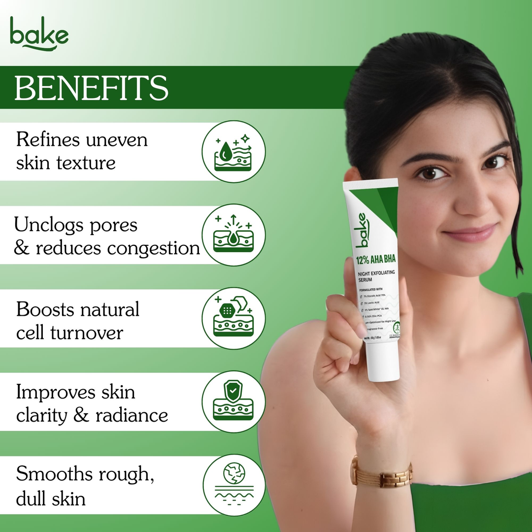 BAKE 12% AHA BHA Night Exfoliating Serum with Salicylic Acid for Smooth Skin, Pore Refining & Cell Turnover 30 g – image 3 of 8