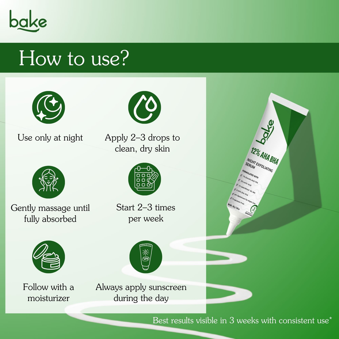 BAKE 12% AHA BHA Night Exfoliating Serum with Salicylic Acid for Smooth Skin, Pore Refining & Cell Turnover 30 g – image 6 of 8