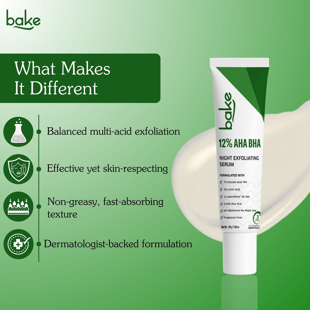 BAKE 12% AHA BHA Night Exfoliating Serum with Salicylic Acid for Smooth Skin, Pore Refining & Cell Turnover 30 g – image 7 of 8