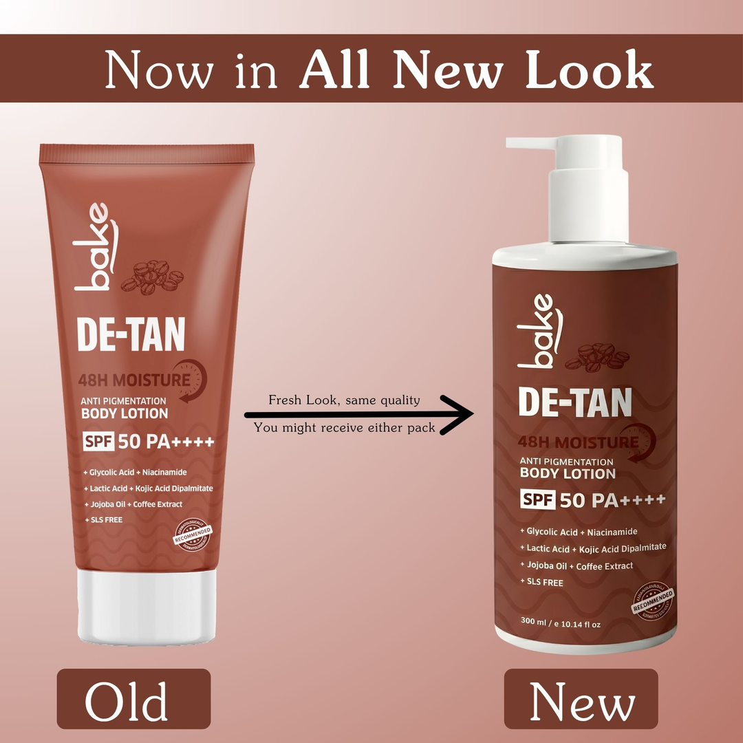 BAKE De-Tan Coffee Body Lotion SPF 50 PA++++ for Pigmentation, Uneven Skin Tone & Tan Removal | 48H Hydration | 300ml – image 7 of 9