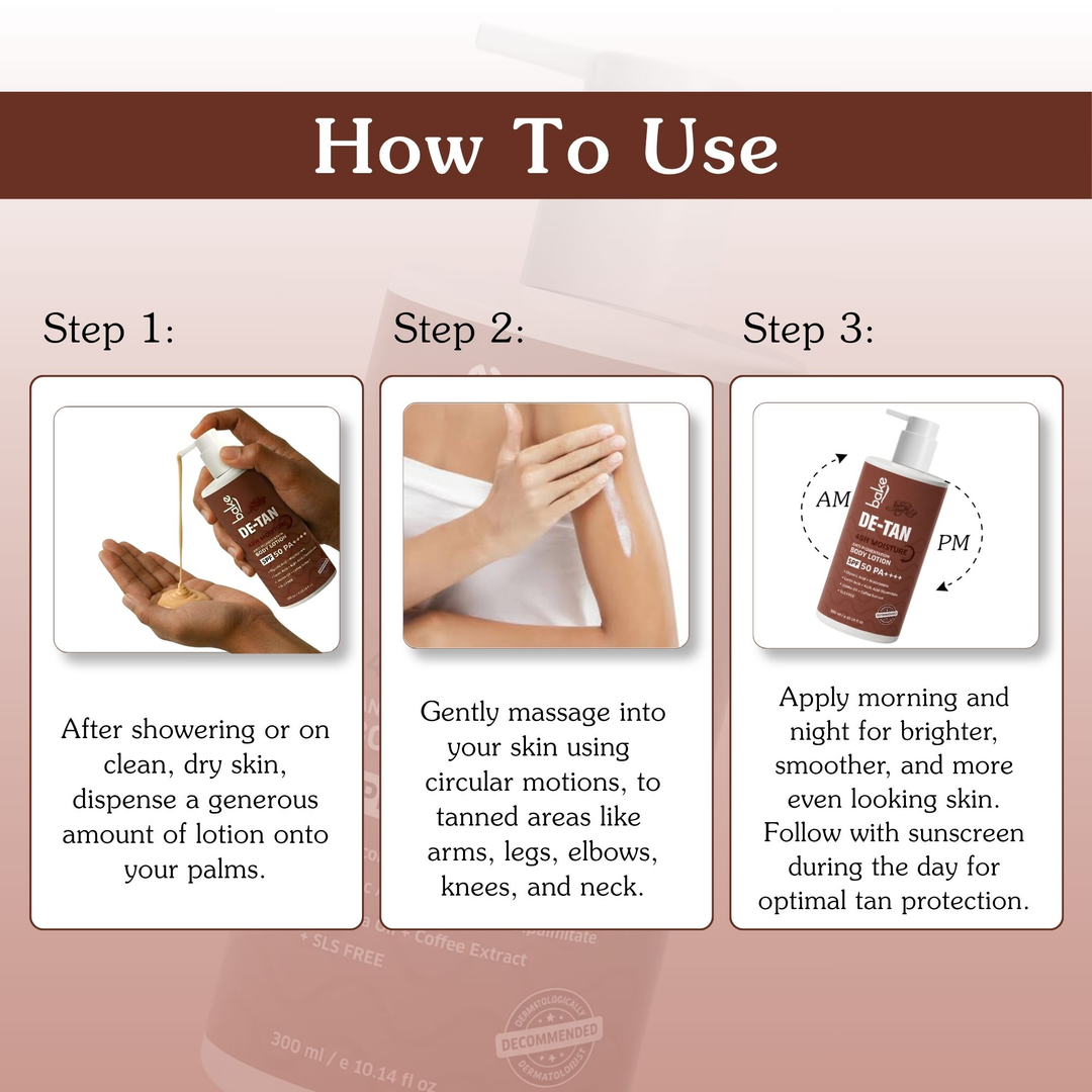BAKE De-Tan Coffee Body Lotion SPF 50 PA++++ for Pigmentation, Uneven Skin Tone & Tan Removal | 48H Hydration | 300ml – image 9 of 9