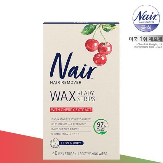 Nair Hair Remover Wax Ready Strips with Cherry Extract 40pcs+Post Waxing Wipes 4pcs – image 1 of 4