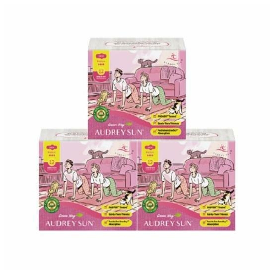 audrey sun Green Way Organic Cotton Cover Medium 12P*3Packs