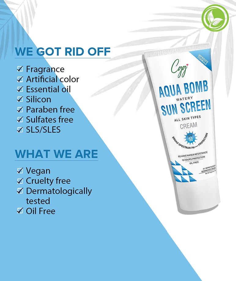 CGG Cosmetic Aqua Bomb Watery Sunscreen Cream SPF 50 Broad Spectrum PA+++ Protection-50gm – image 4 of 7