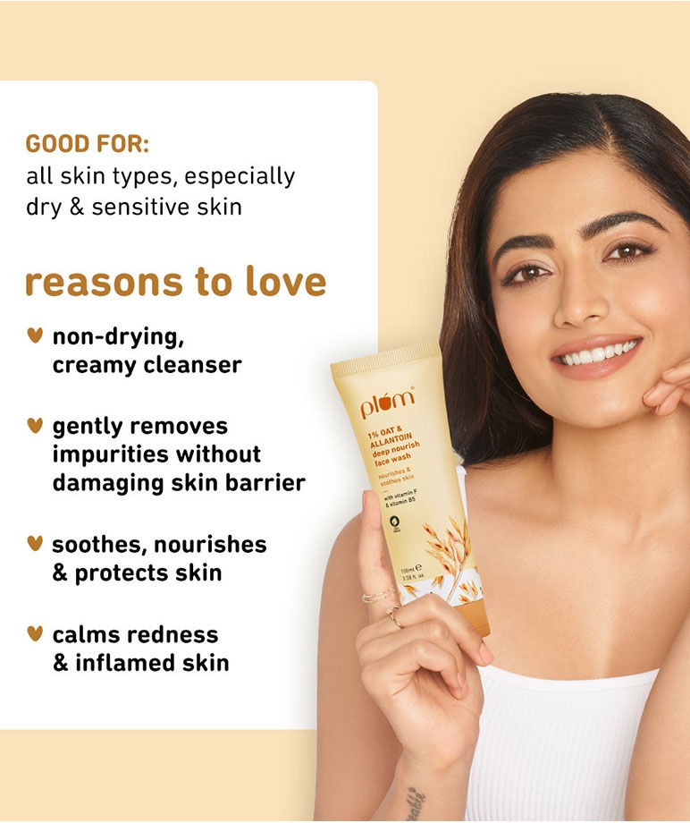 Plum 1% Oat & Allantoin Deep Nourish Face Wash | with Vitamin F & B5 | Non-drying | 100% Vegan | 100 ml – image 5 of 7