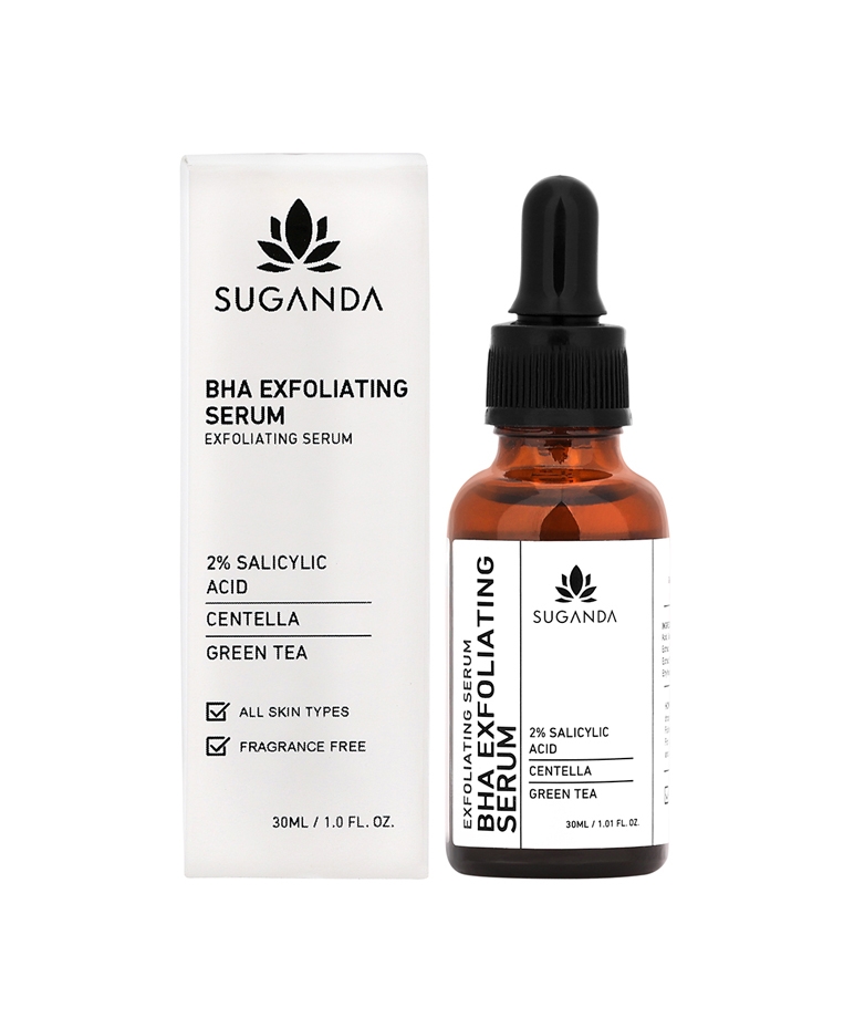 Suganda BHA Exfoliating Serum 30ml with outer box, 2% salicylic acid, centella, green tea