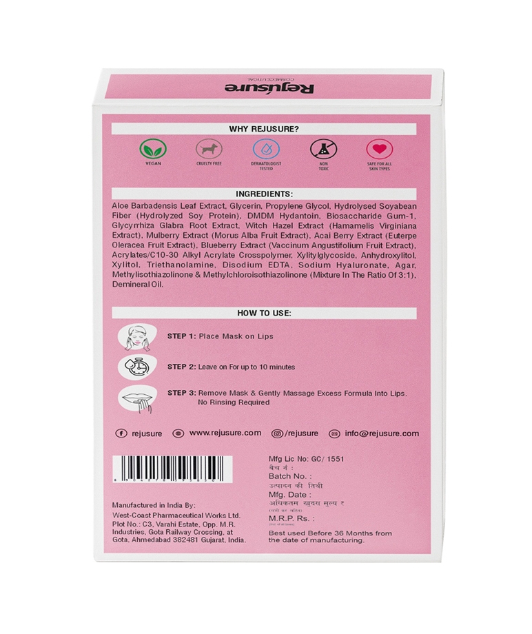 Rejusure Biocellulose Lip Mask for Men & Women – (5 Lip Masks) – image 2 of 6