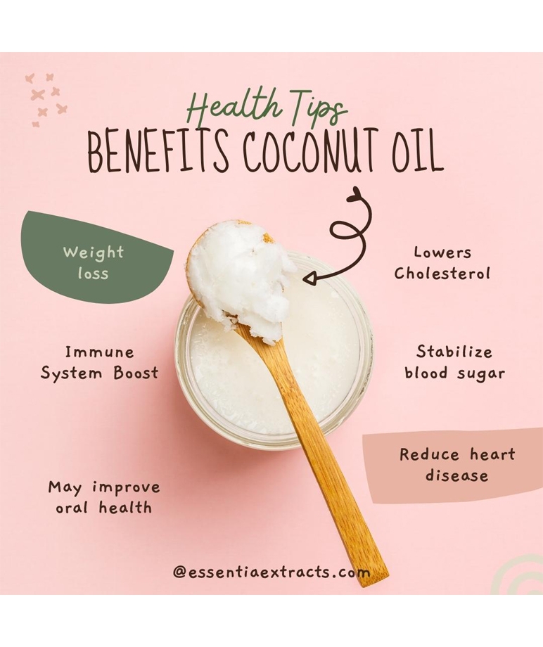 Essentia Extracts Cold-pressed Coconut Oil 100ml health tips and benefits chart