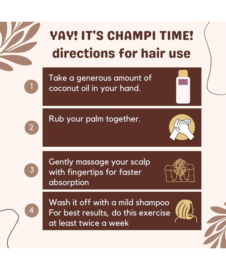 Essentia Extracts Cold-pressed Coconut Oil 100ml hair champi directions, scalp massage steps