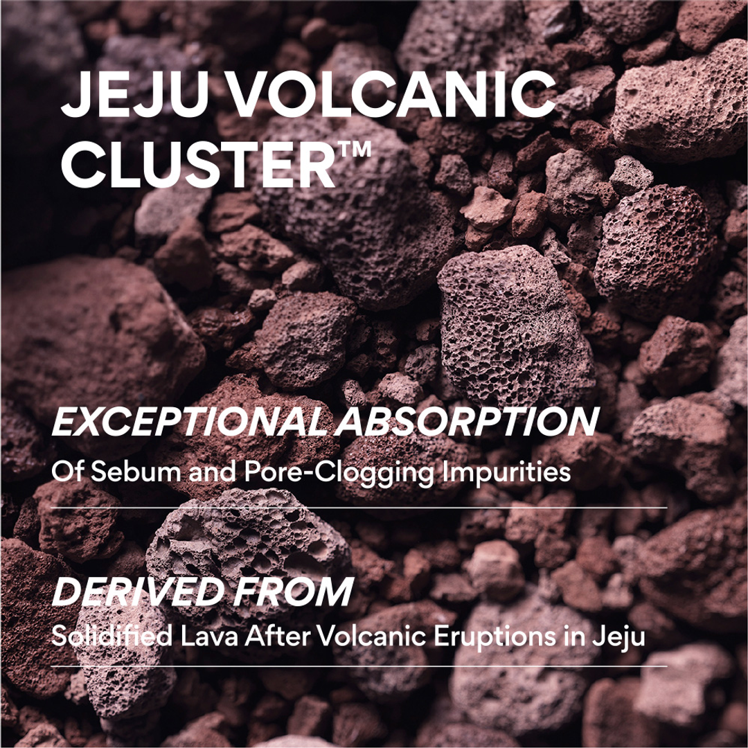 Innisfree Super Volcanic Pore Clay Mask key benefits: Jeju Volcanic Cluster, AHA, buttery texture
