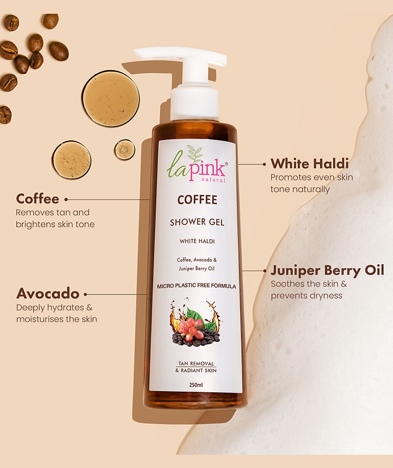 la Pink Coffee Shower Gel with White Haldi & Avocado | For Tan Removal and Radiant Skin | 100% Microplastic Free Formulation, 250 ML – image 6 of 8