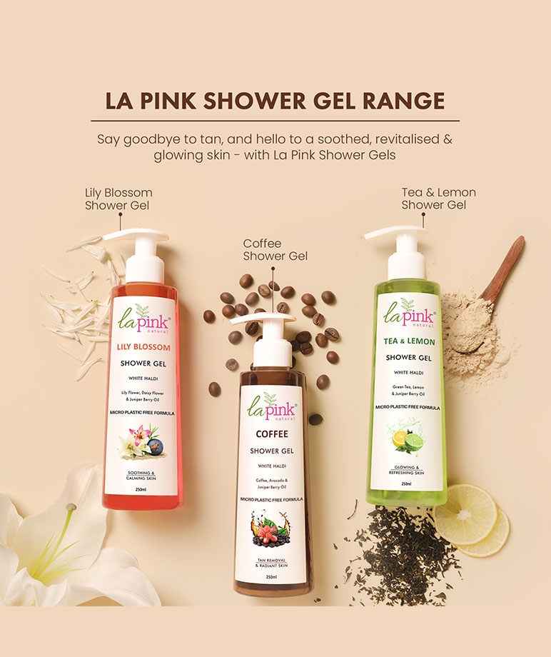 la Pink Lily Blossom Shower Gel with White Haldi & Flower Extracts | For Soothing & Calming Skin | 100% Microplastic Free Formulation – image 4 of 8