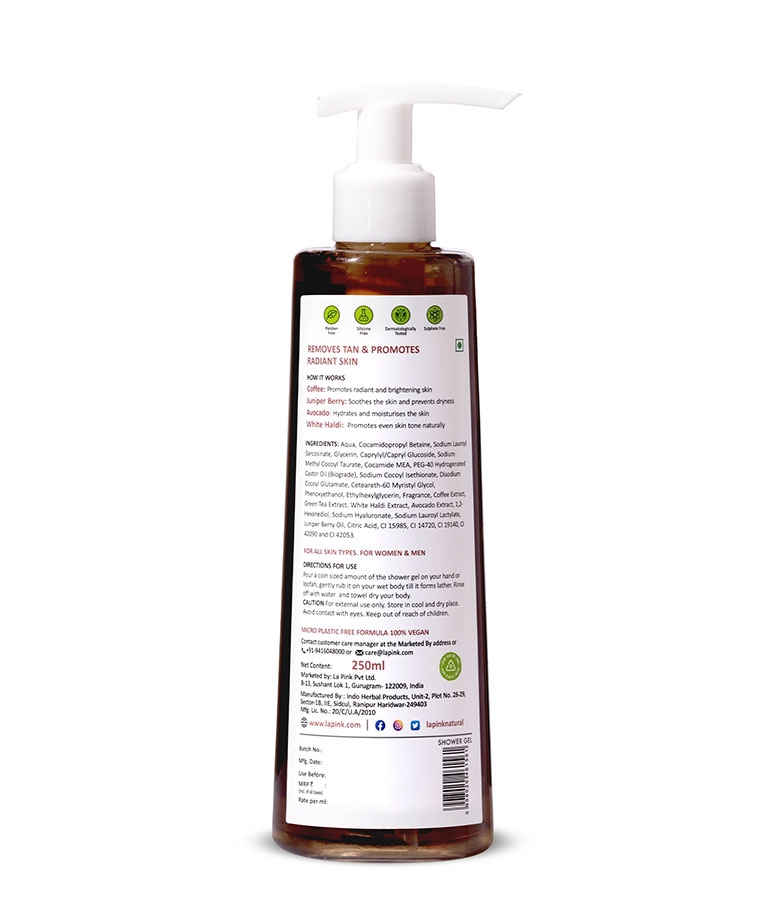 la Pink Coffee Shower Gel with White Haldi & Avocado | For Tan Removal and Radiant Skin | 100% Microplastic Free Formulation, 250 ML – image 2 of 8